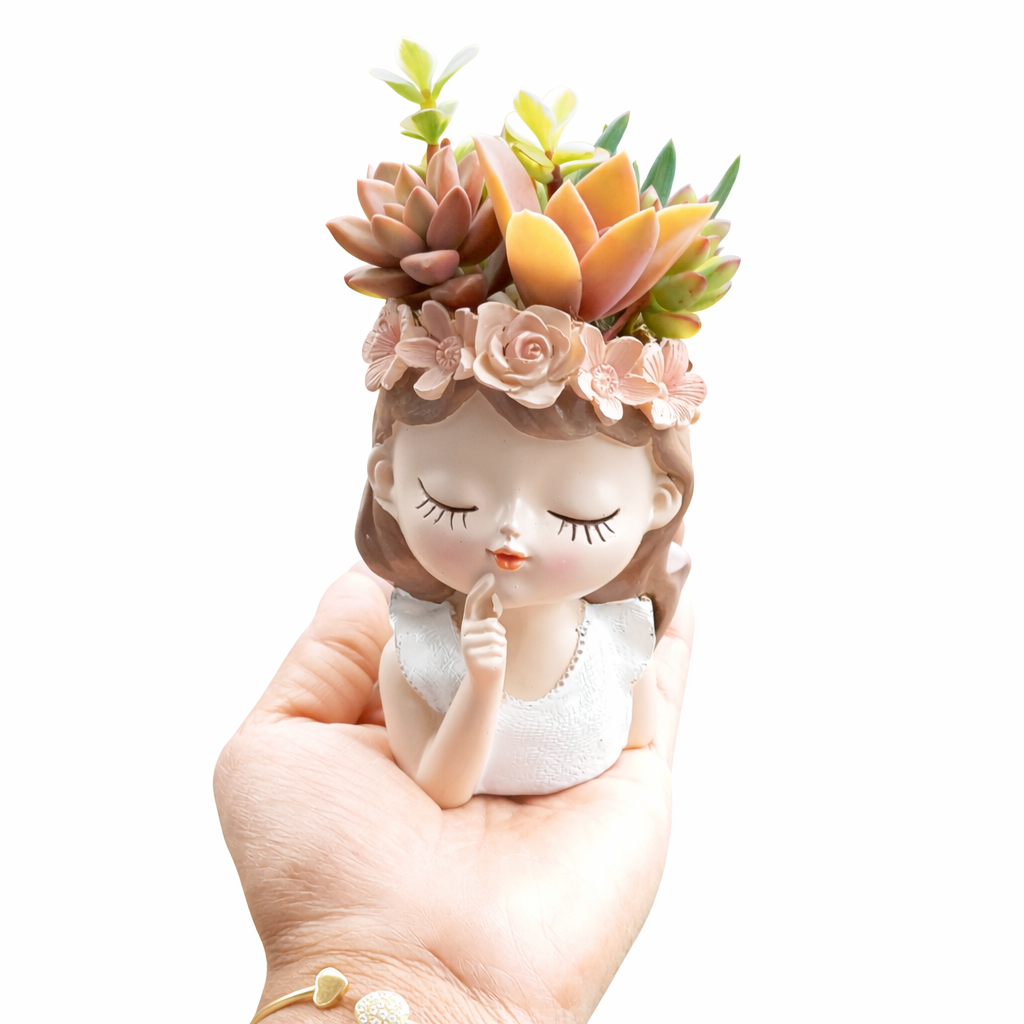 Fairy Princess Girl Succulent Pot – Thinking - (11cm H)
