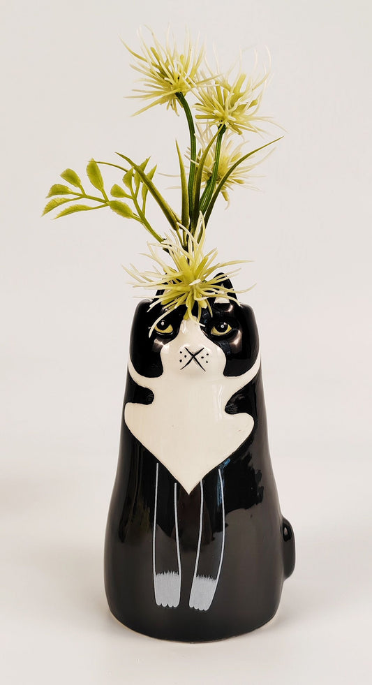 Sitting Cat Vase - Black