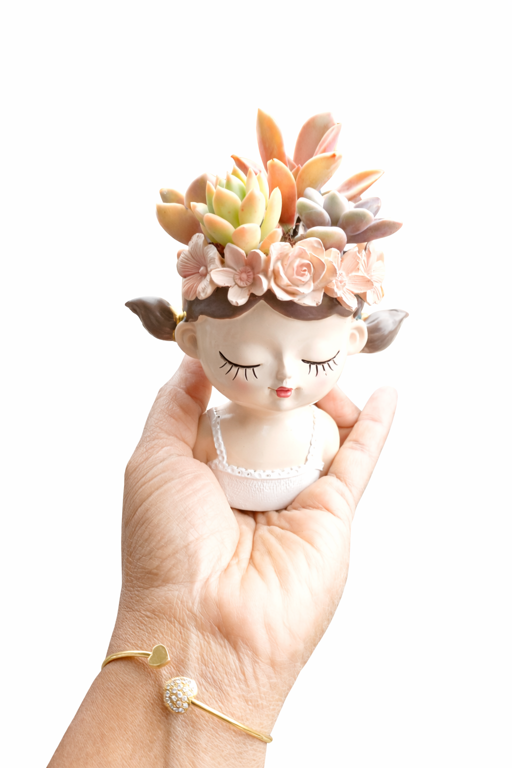 Fairy Princess Girl Succulent Pot – Pigtail - (11cm H)