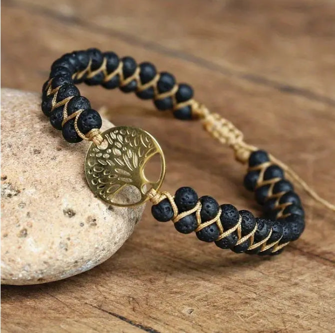 Double Row Natural Woven Rope 'Tree of life' Bracelets