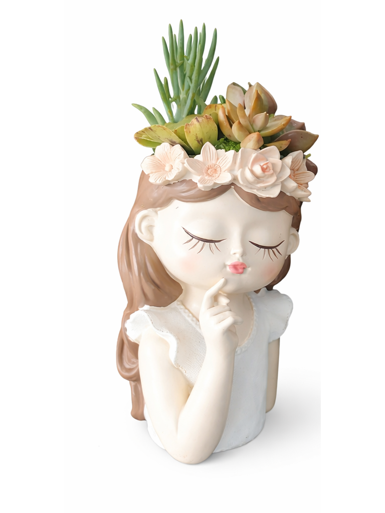Fairy Princess Thinking Girl Succulent Pot - (20cmH)