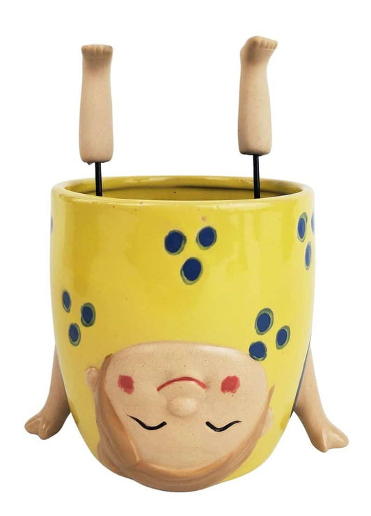 Handstand Girl Planter - Yellow color