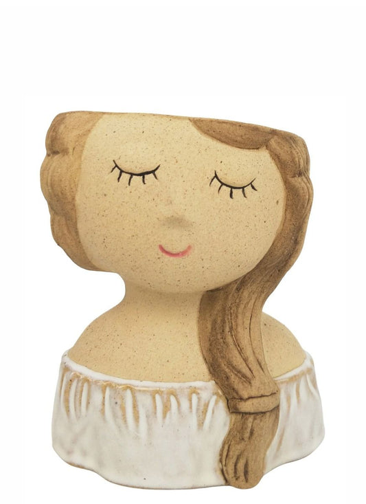 Bonnie Girl Ceramic Planter - White Color