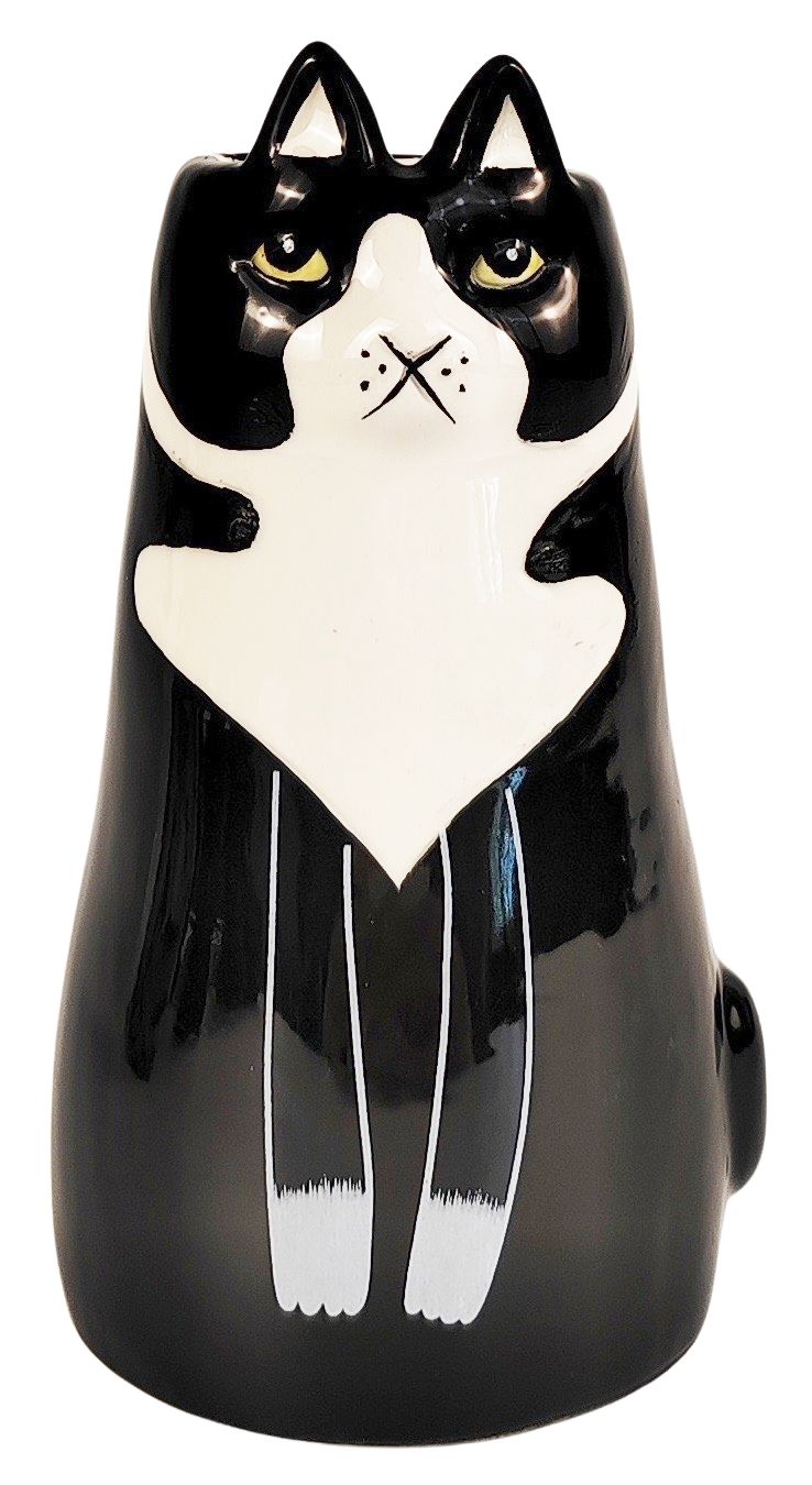 Sitting Cat Vase - Black