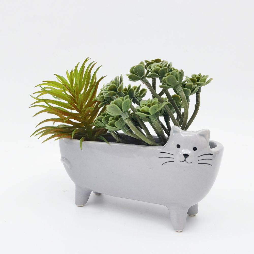 Long Cat Planter - Grey