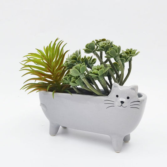 Long Cat Planter - Grey